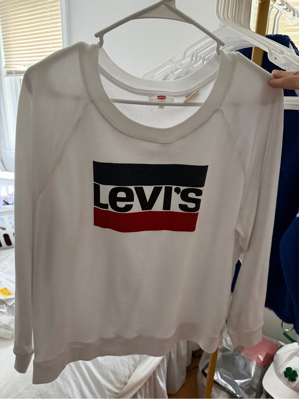 Levi's White Sweatshirt with Black and Red Logo